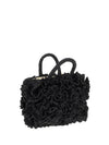 coral raffia handbag