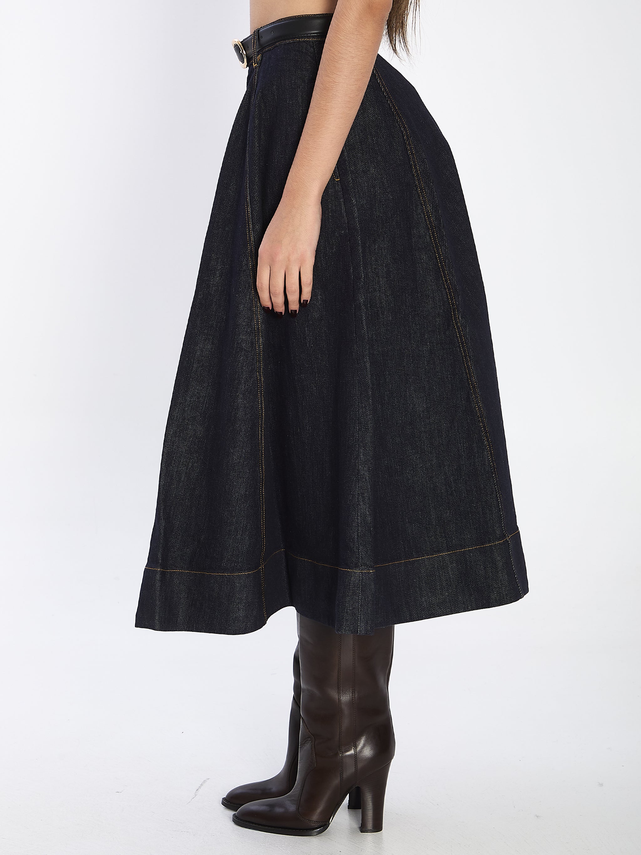 flared midi skirt