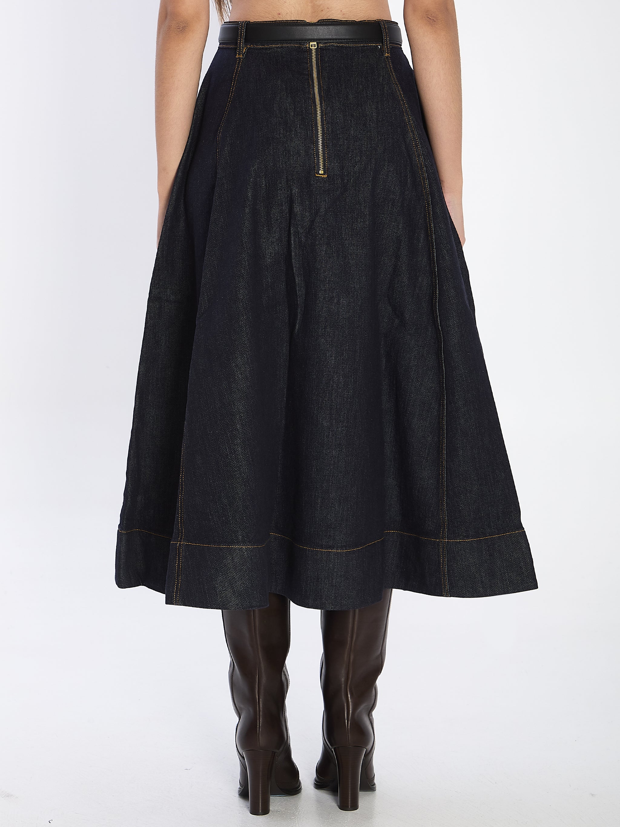 flared midi skirt