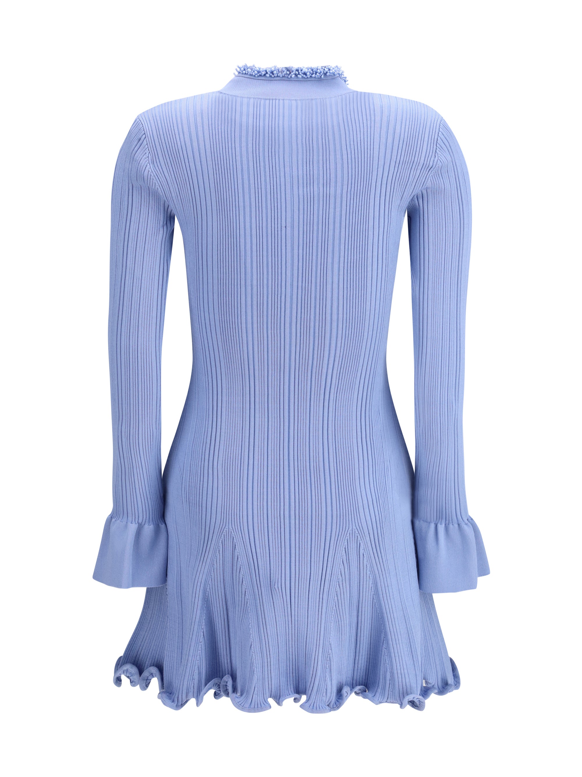 SELF-PORTRAIT L pearl trim knit mini dress