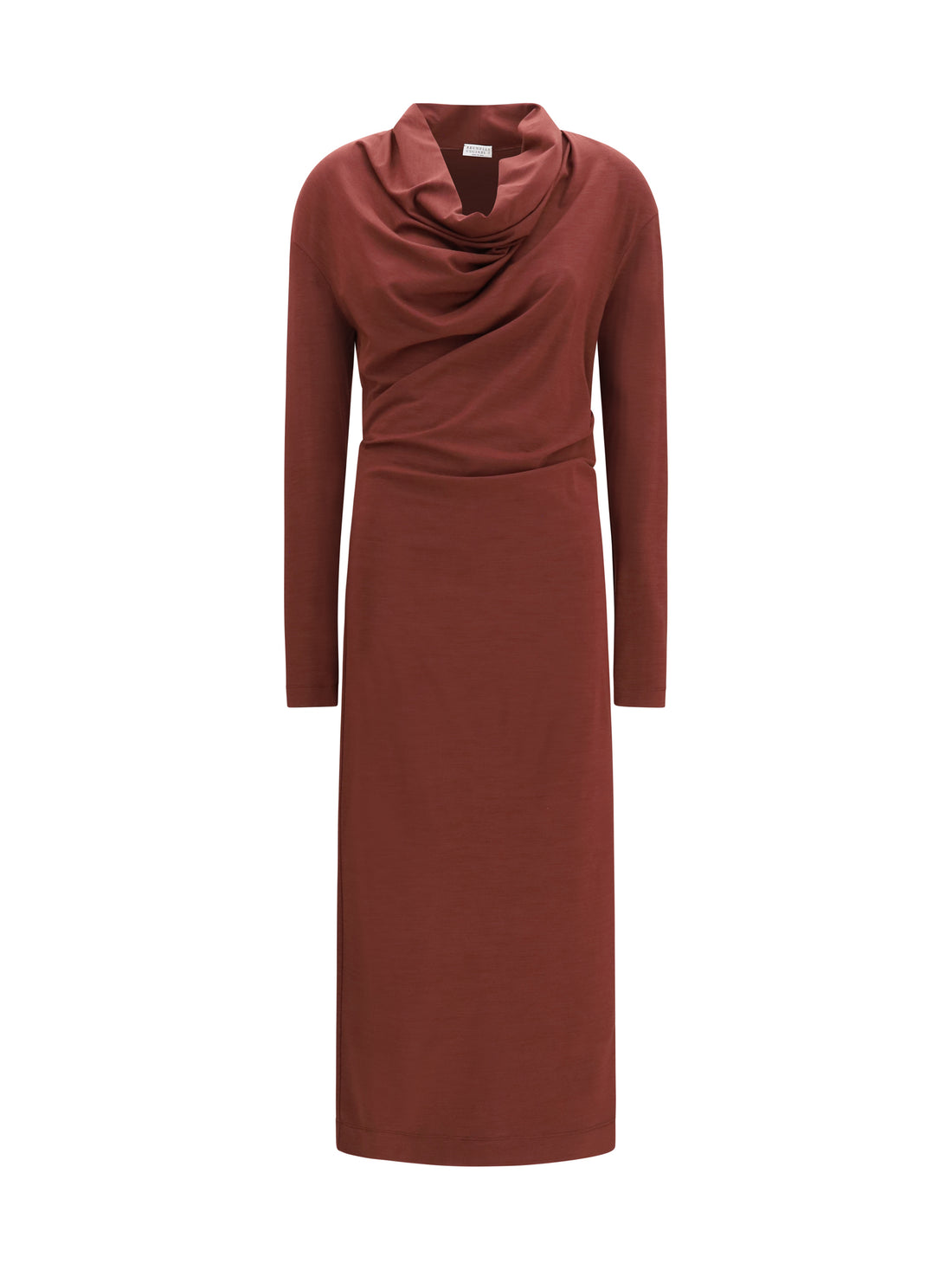 BRUNELLO CUCINELLI M techno wool jersey draped dress with monili