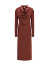 techno wool jersey draped dress with monili