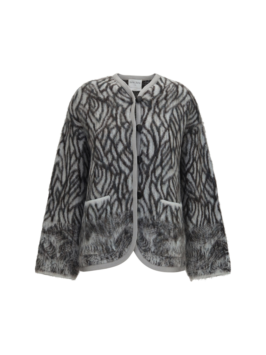FORTE_FORTE 0 heron feather motif brushed cardigan