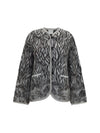 heron feather motif brushed cardigan