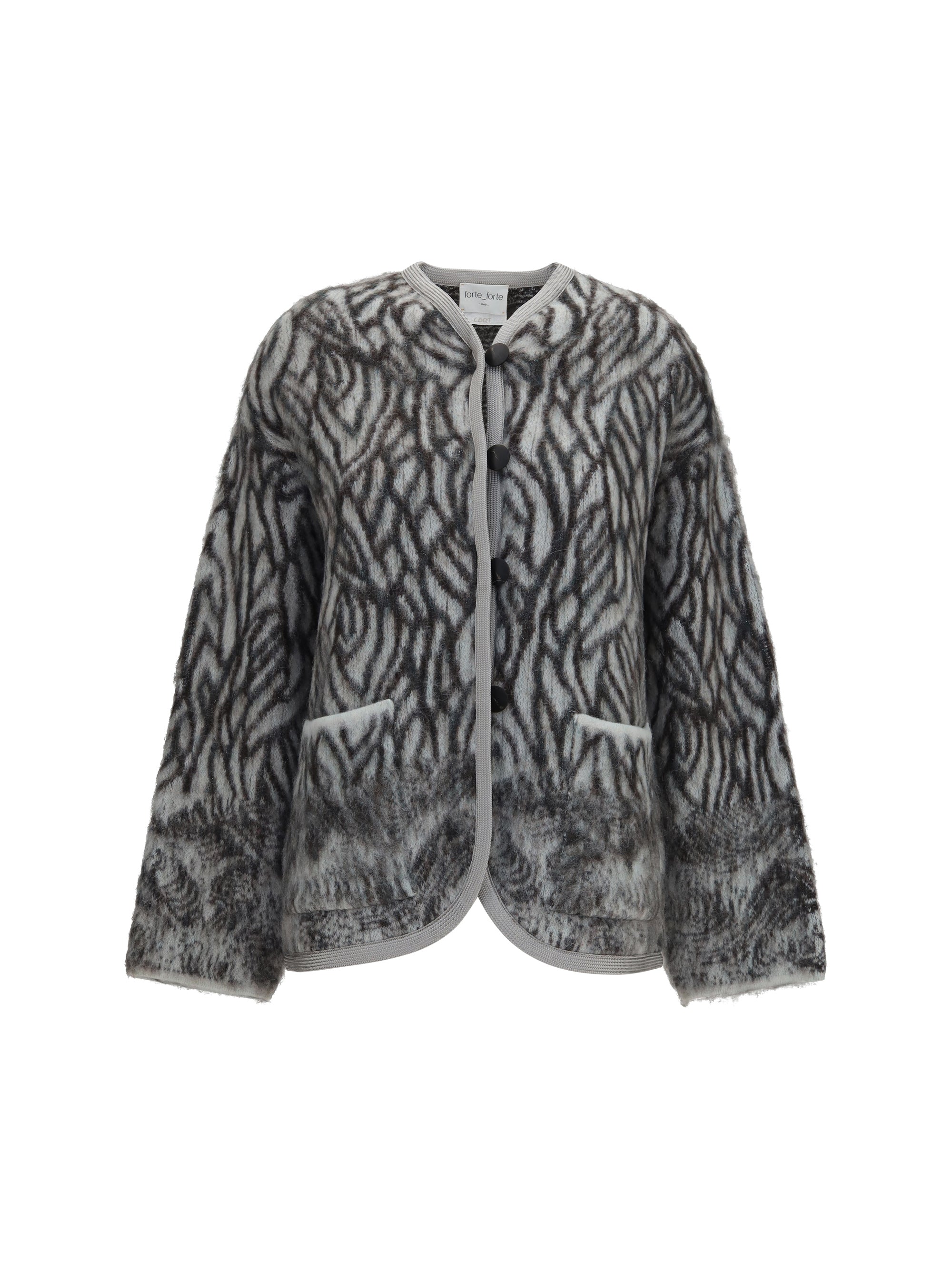 heron feather motif brushed cardigan