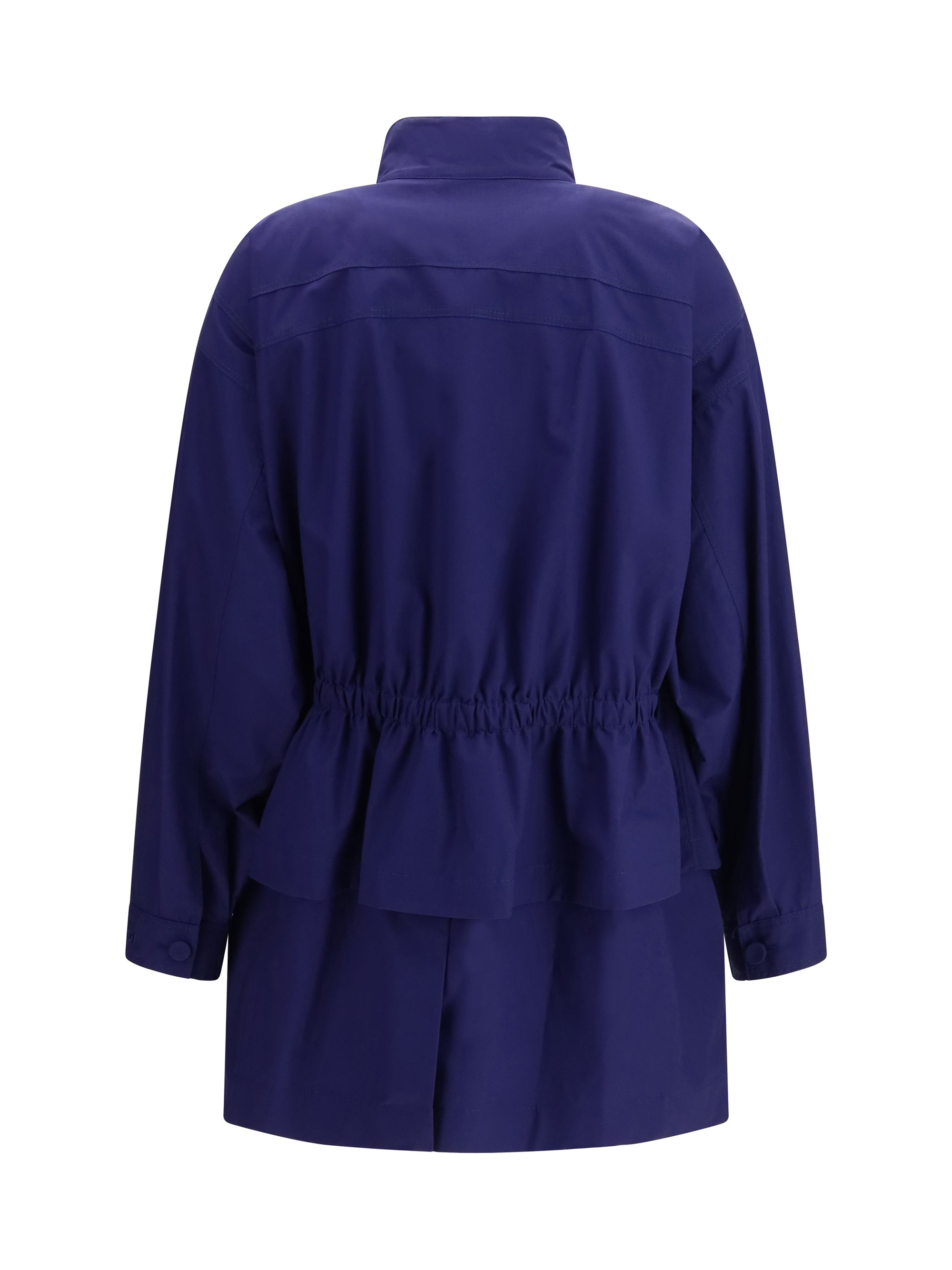 midi poplin parka blouson in cotton with logo embroidery