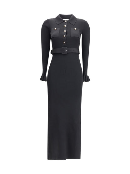 SELF-PORTRAIT L long ribbed dress