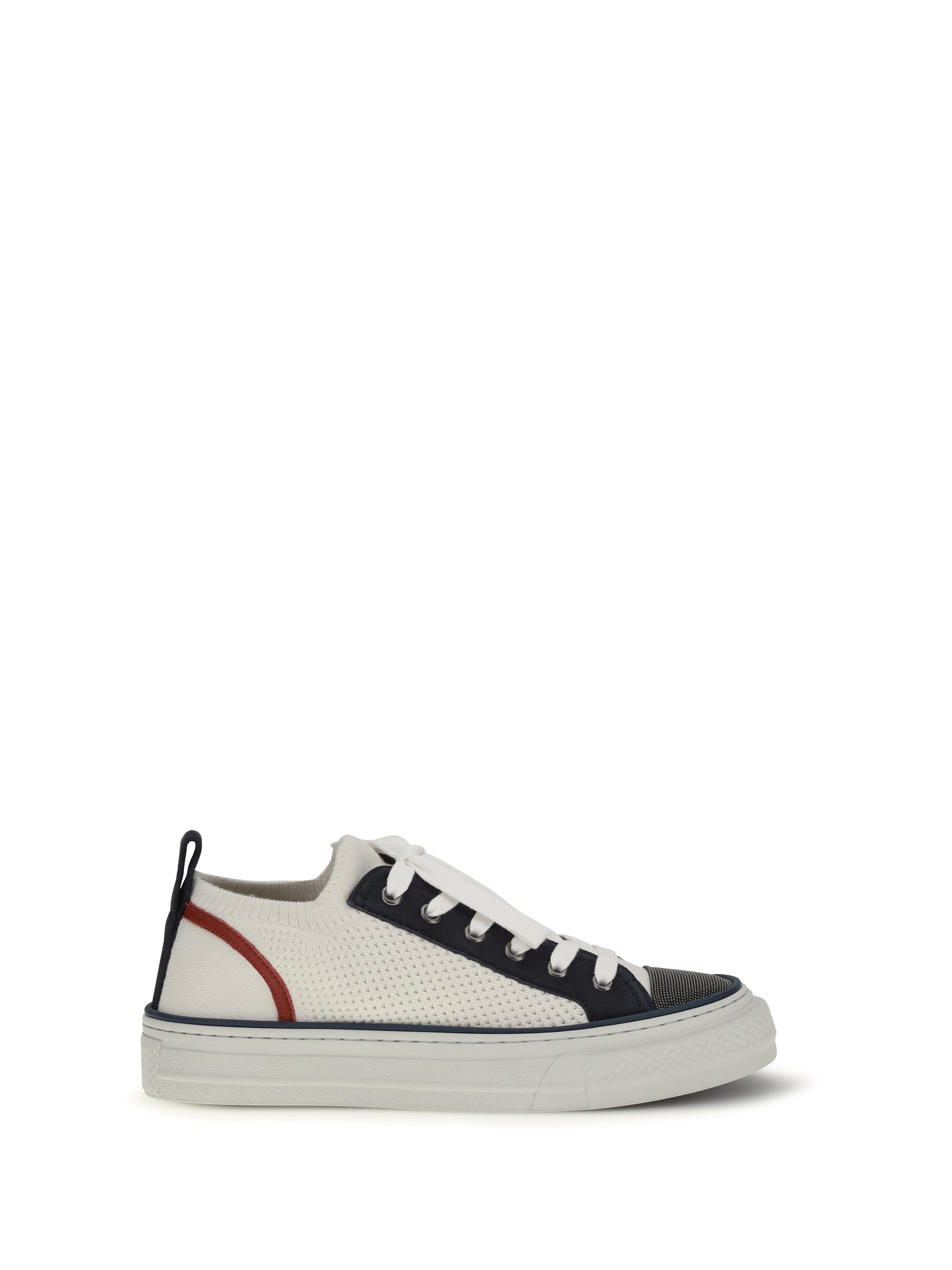 cotton knit and suede sneakers with precious toe