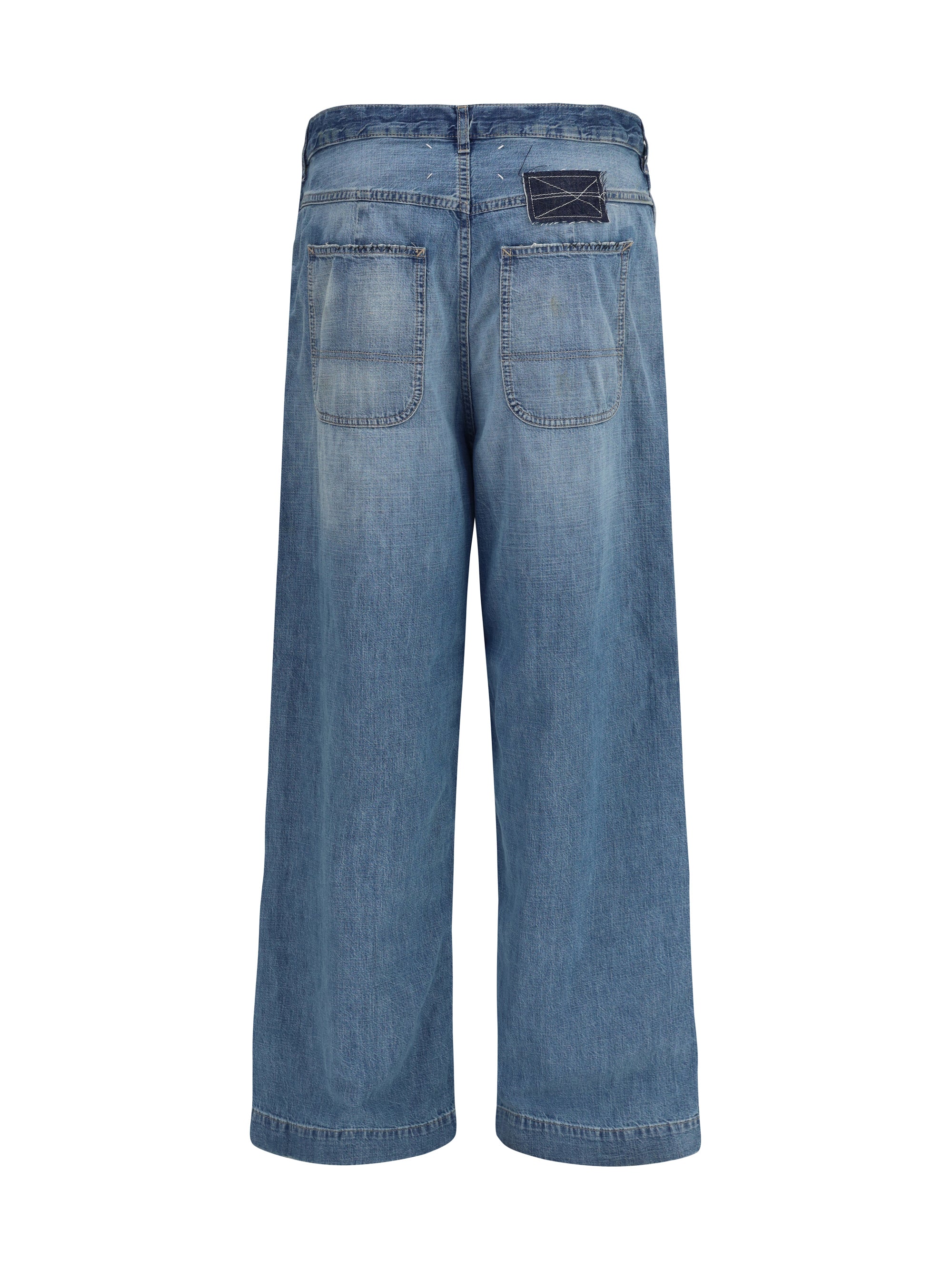 patchwork-detail wide leg jeans