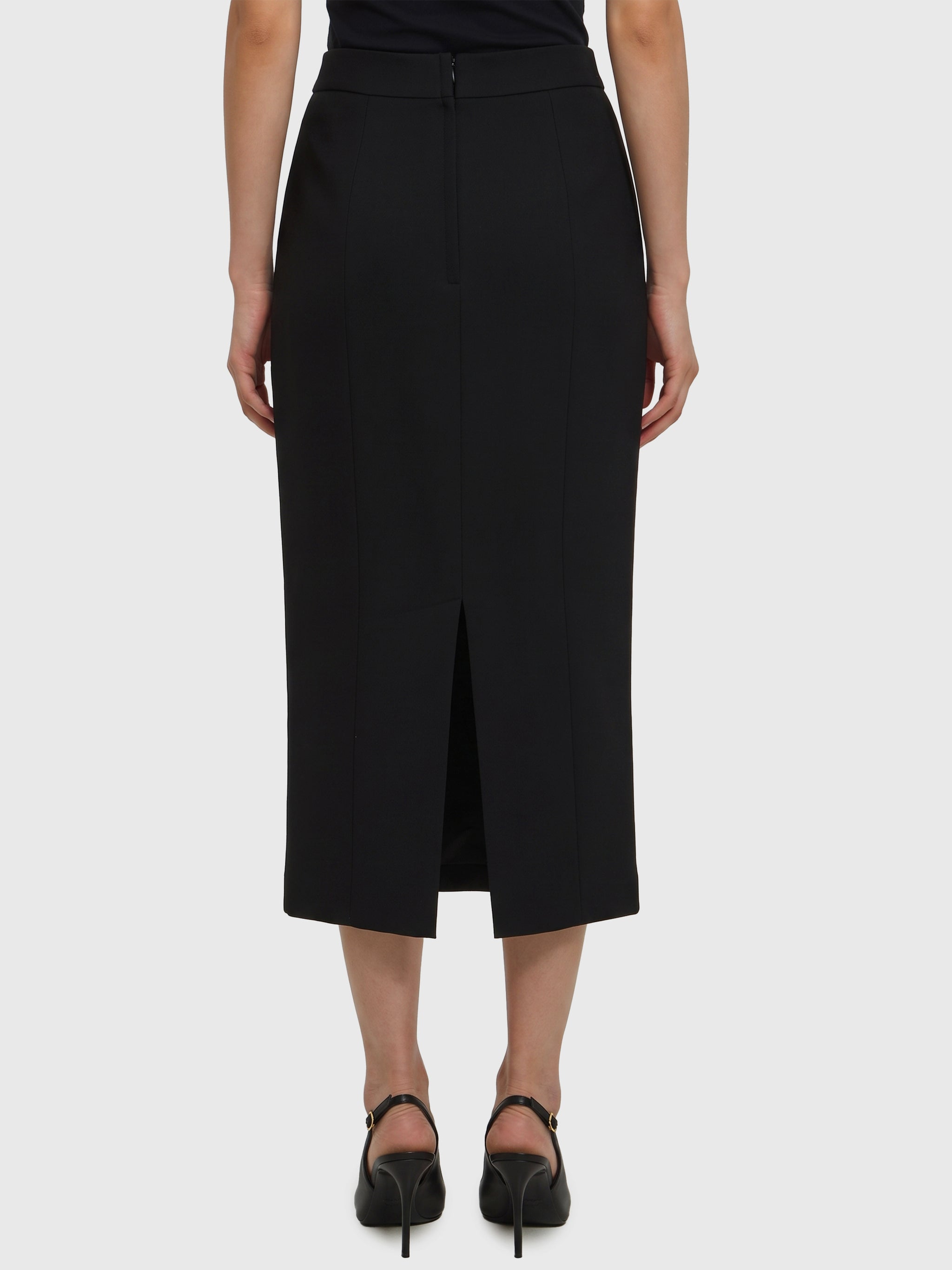 virgin wool midi skirt