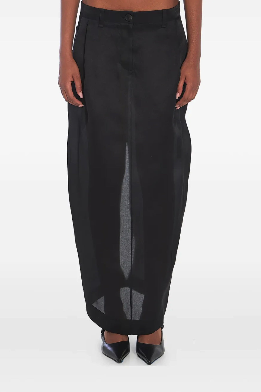 KHAITE 2 lucian midi skirt in semi-transparent pure silk organza