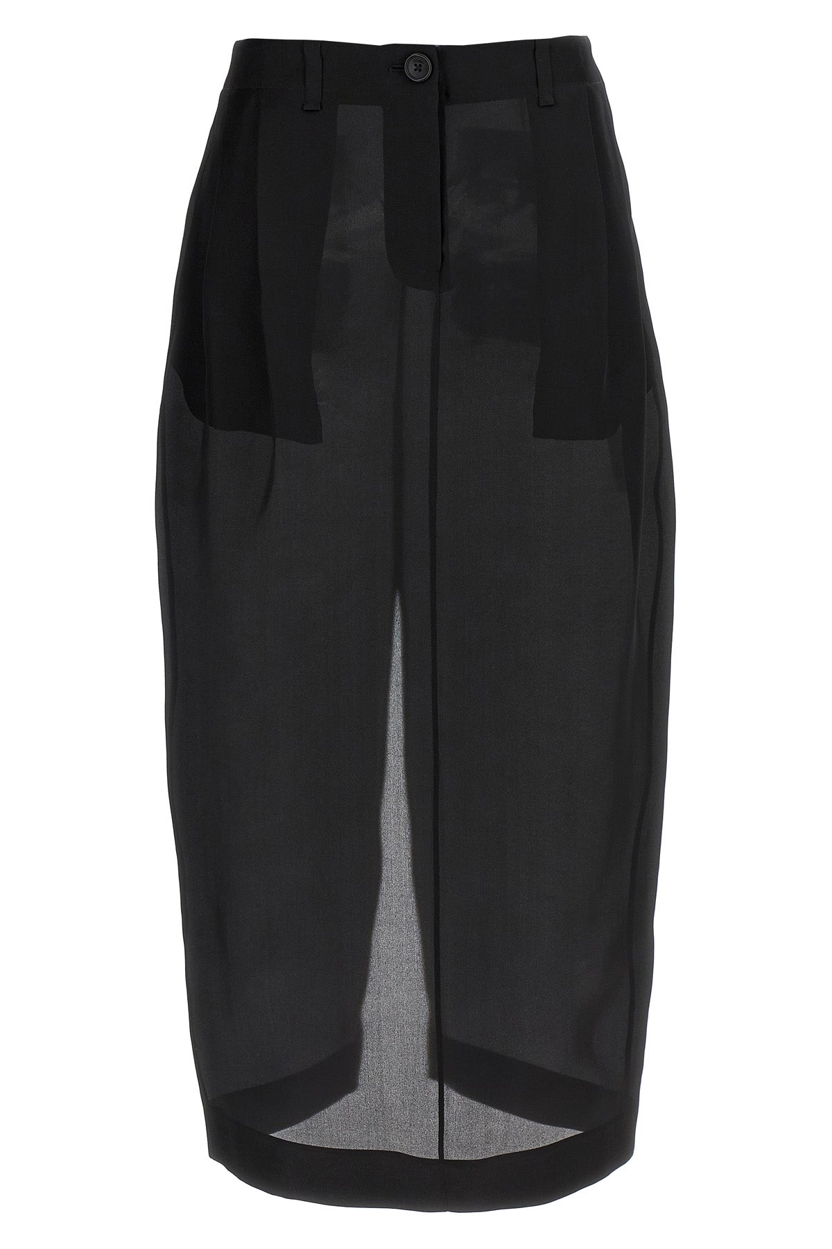 lucian midi skirt in semi-transparent pure silk organza