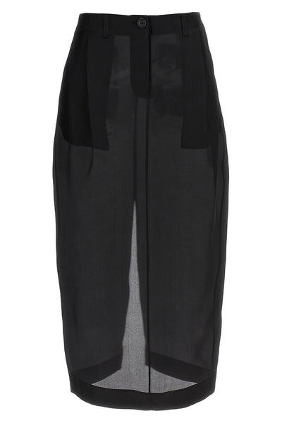 lucian midi skirt in semi-transparent pure silk organza