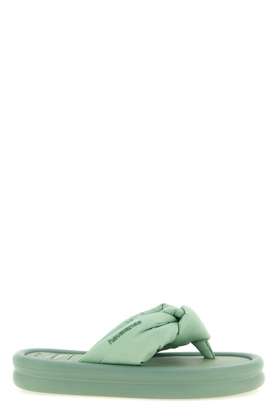 over puffed up thong sandals