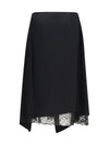 layered satin skirt with lace details