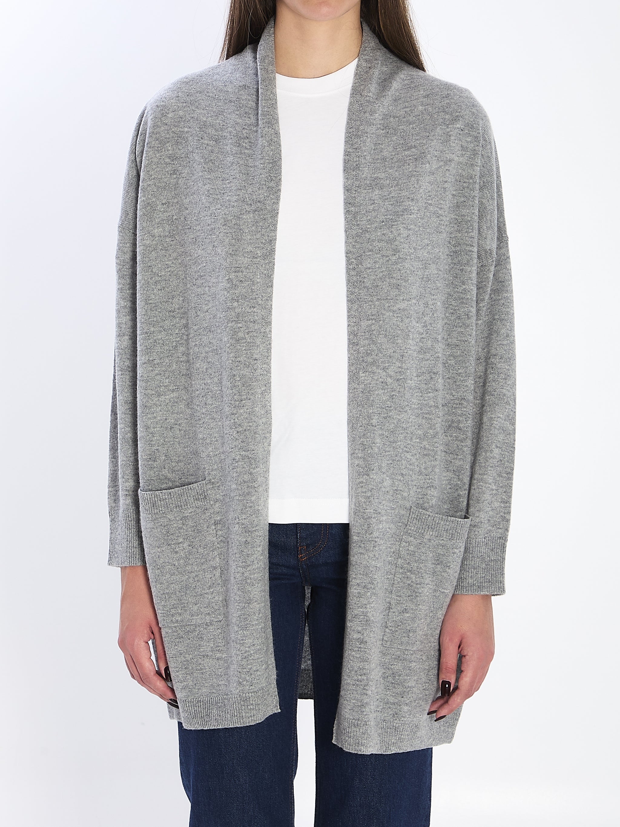 open cardigan in virgin wool and cashmere
