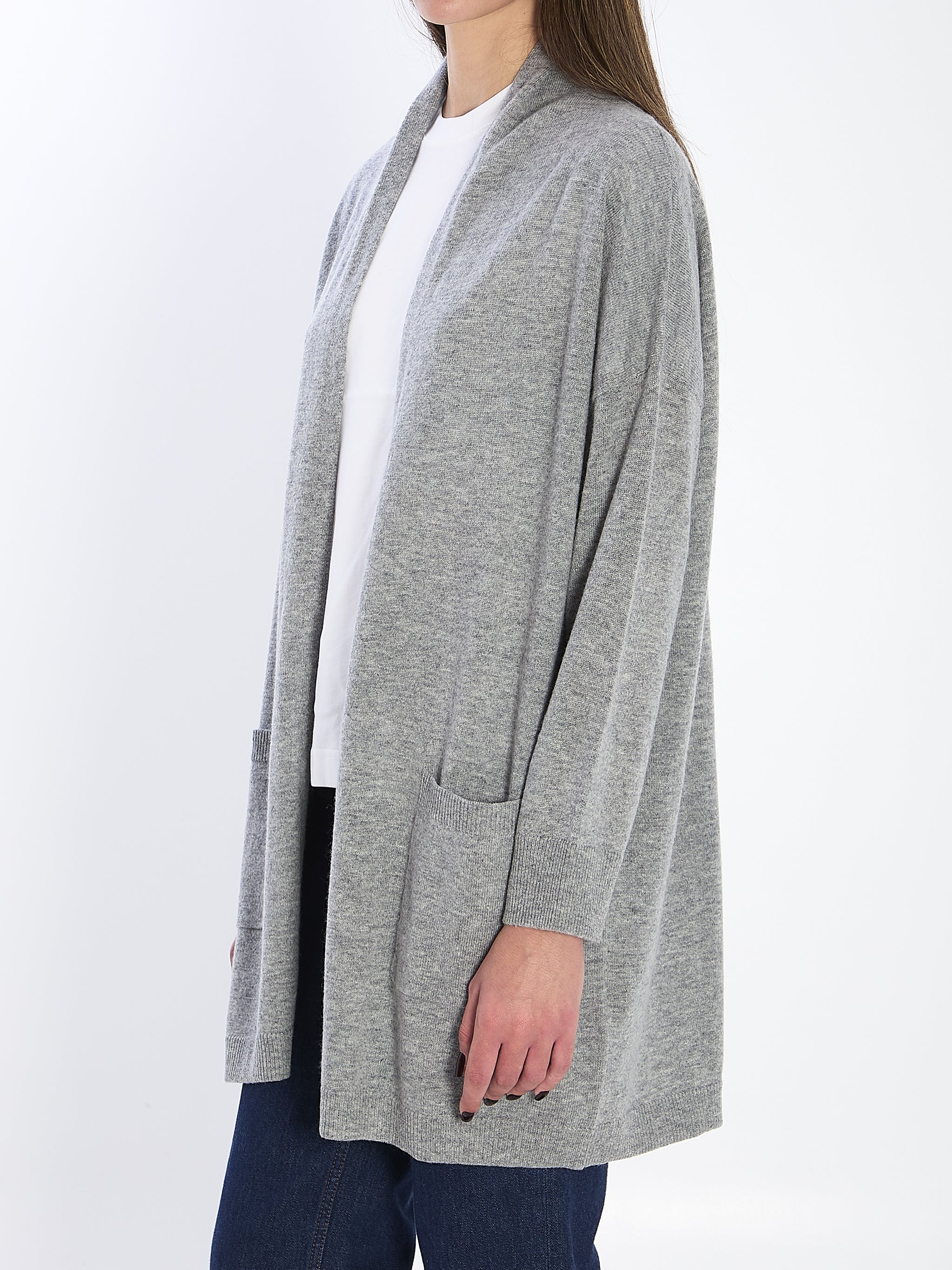 open cardigan in virgin wool and cashmere
