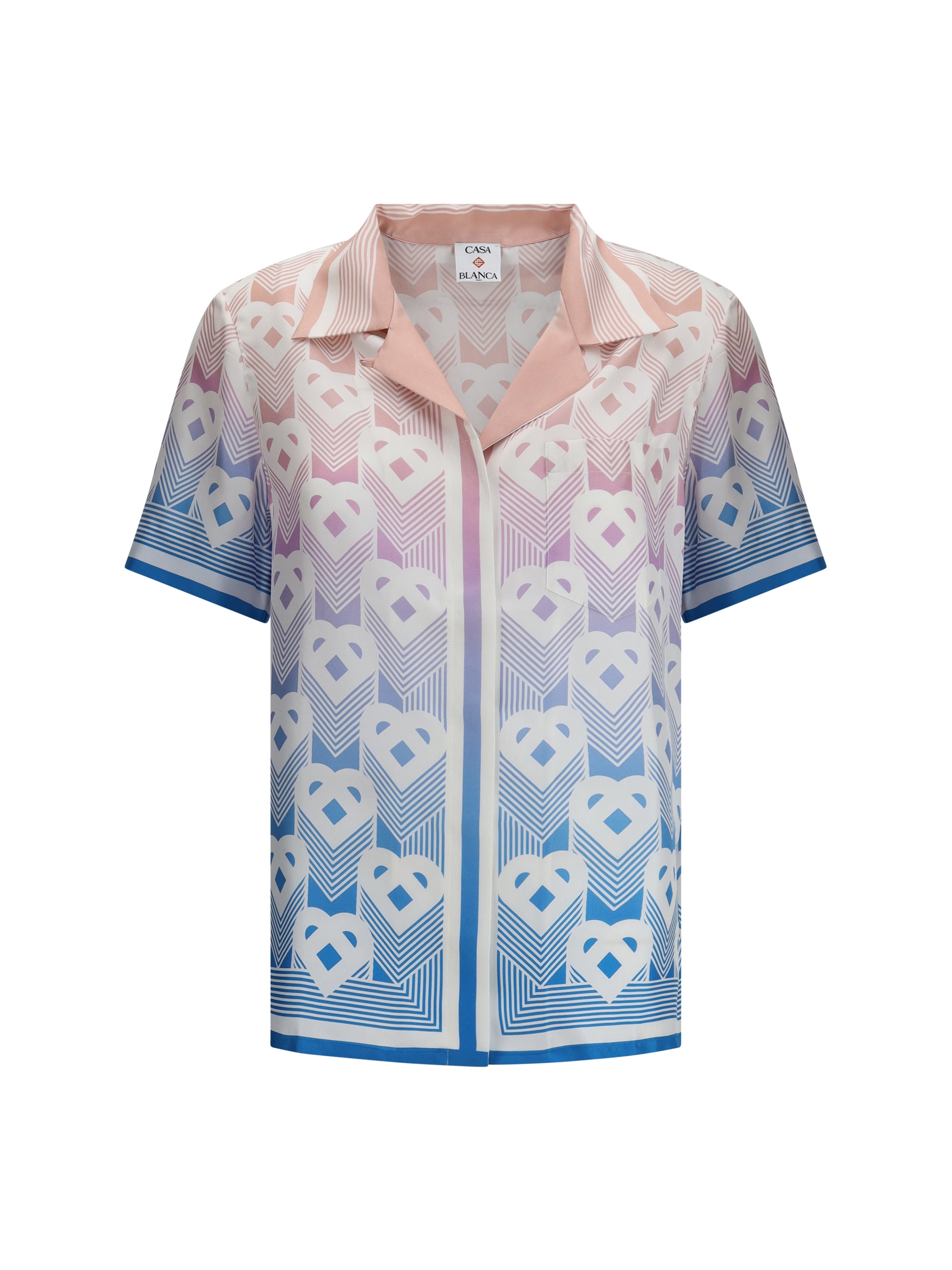 CASABLANCA M silk cuban collar short sleeve shirt 