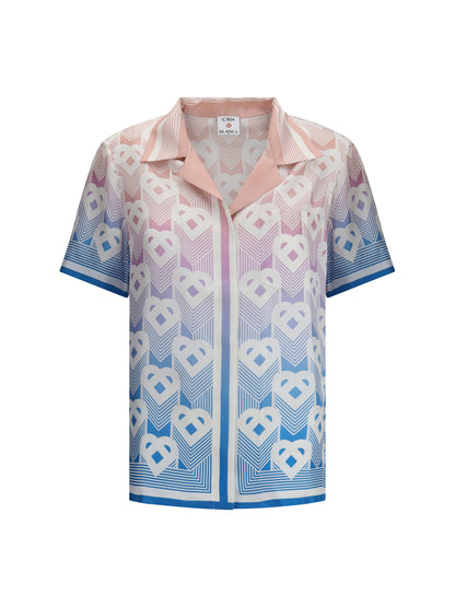 CASABLANCA M silk cuban collar short sleeve shirt 