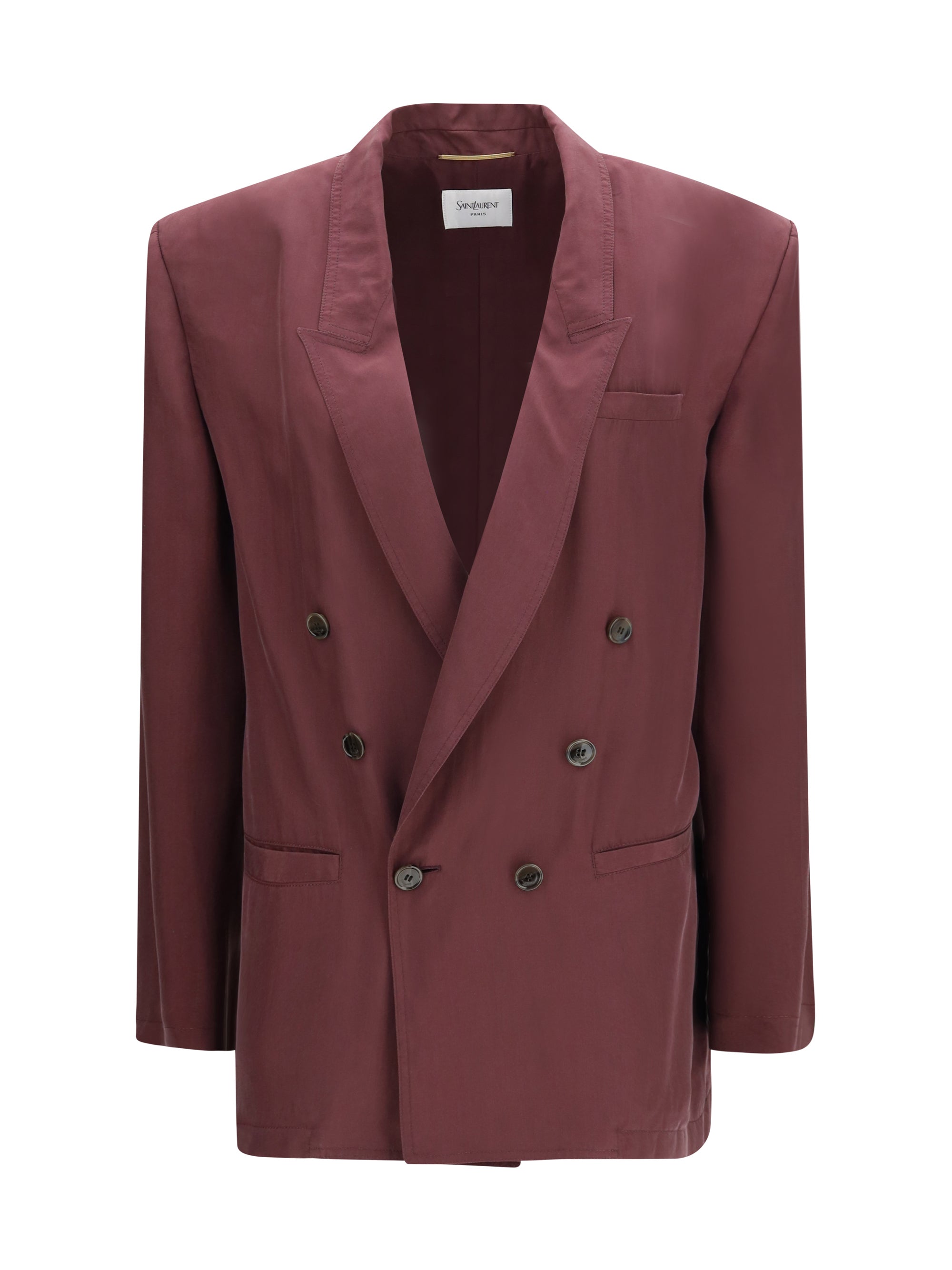 double-breasted fluid silk blazer