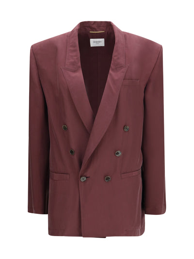 double-breasted fluid silk blazer