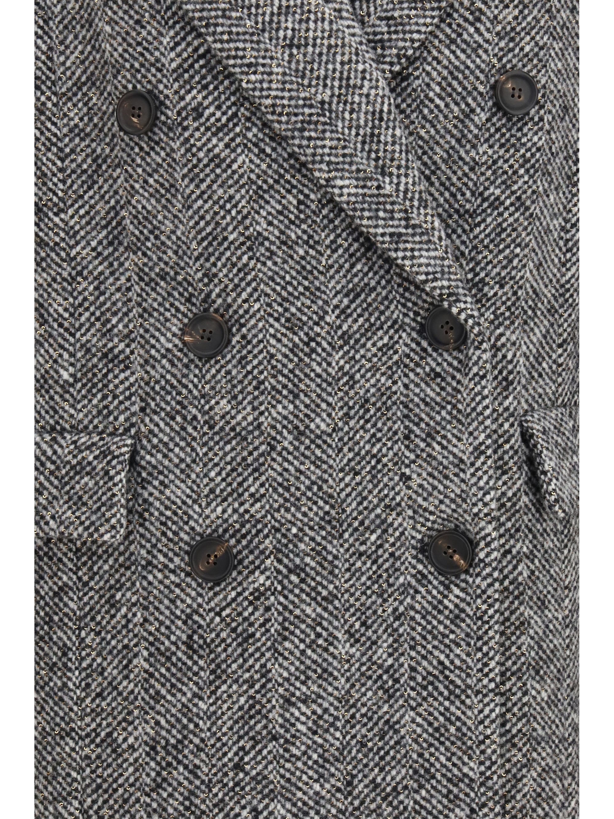 double-breasted wool and alpaca blend coat with sequins