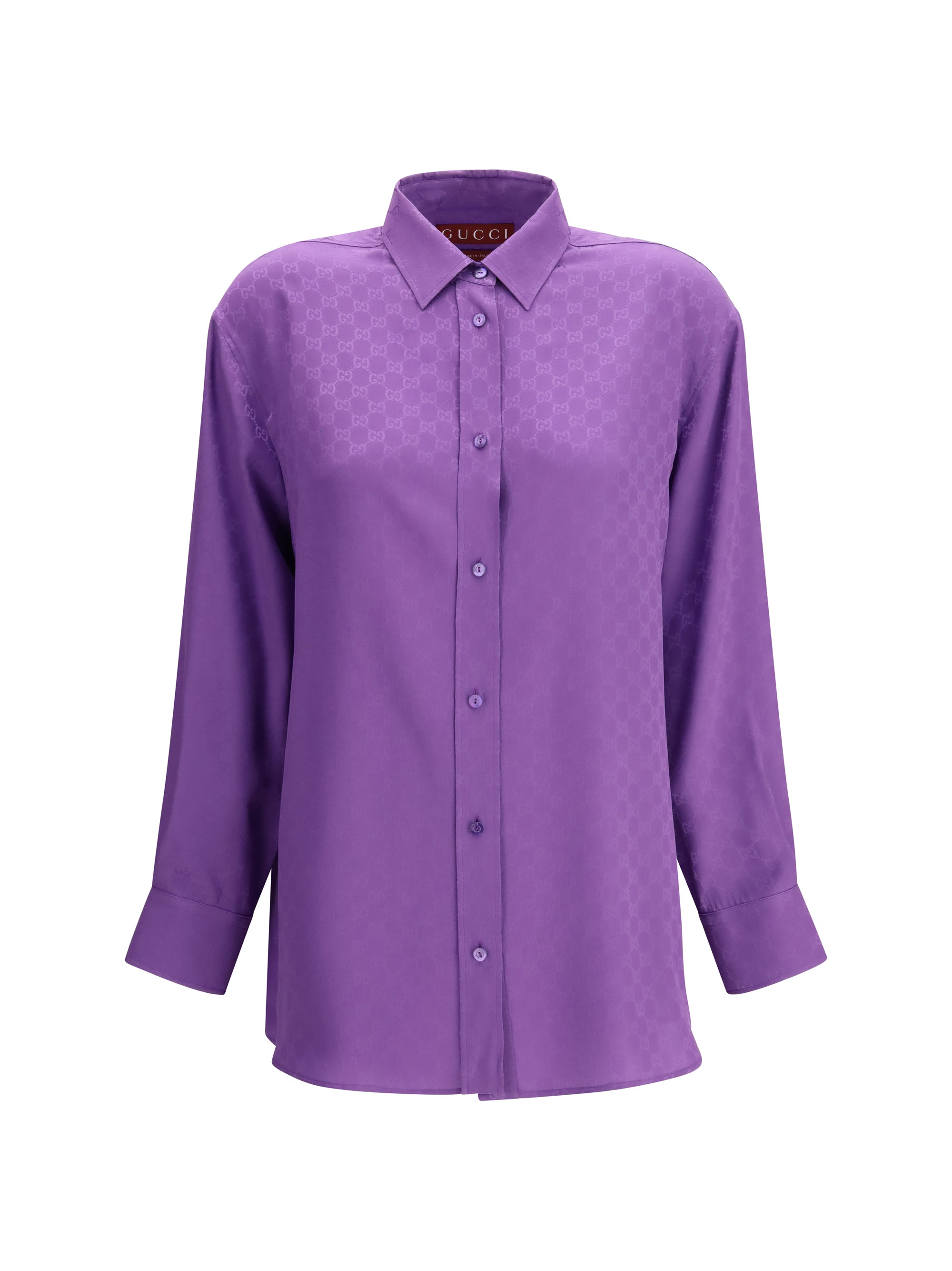 gg supreme print silk shirt
