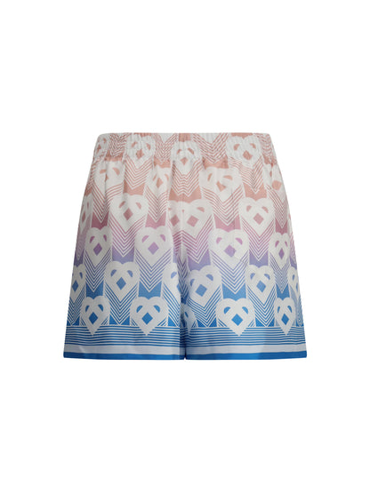 CASABLANCA 8 gradient heart monogram silk shorts