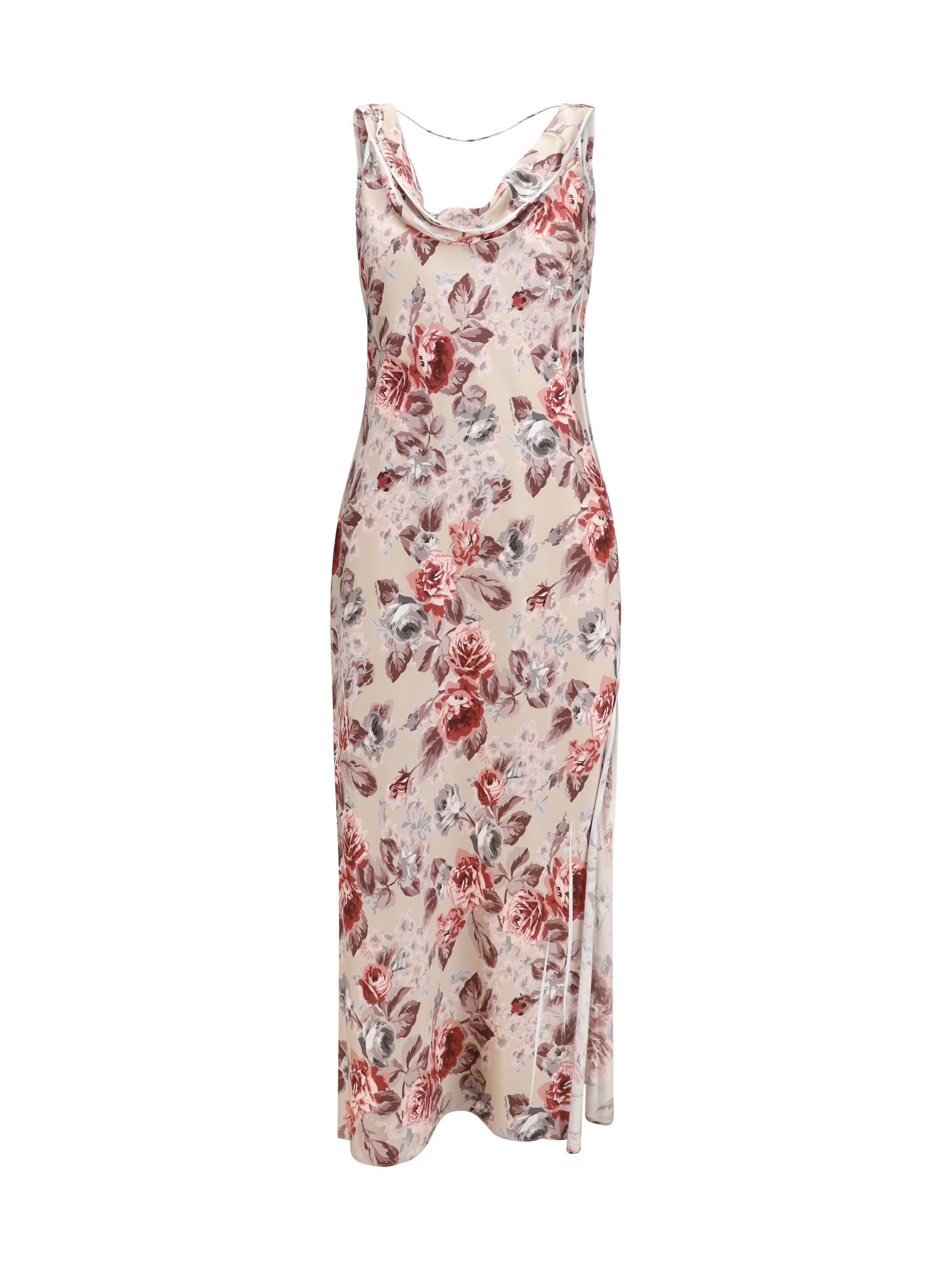 draped floral-print dress