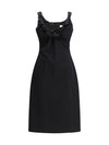 sleeveless dress with a draped neckline