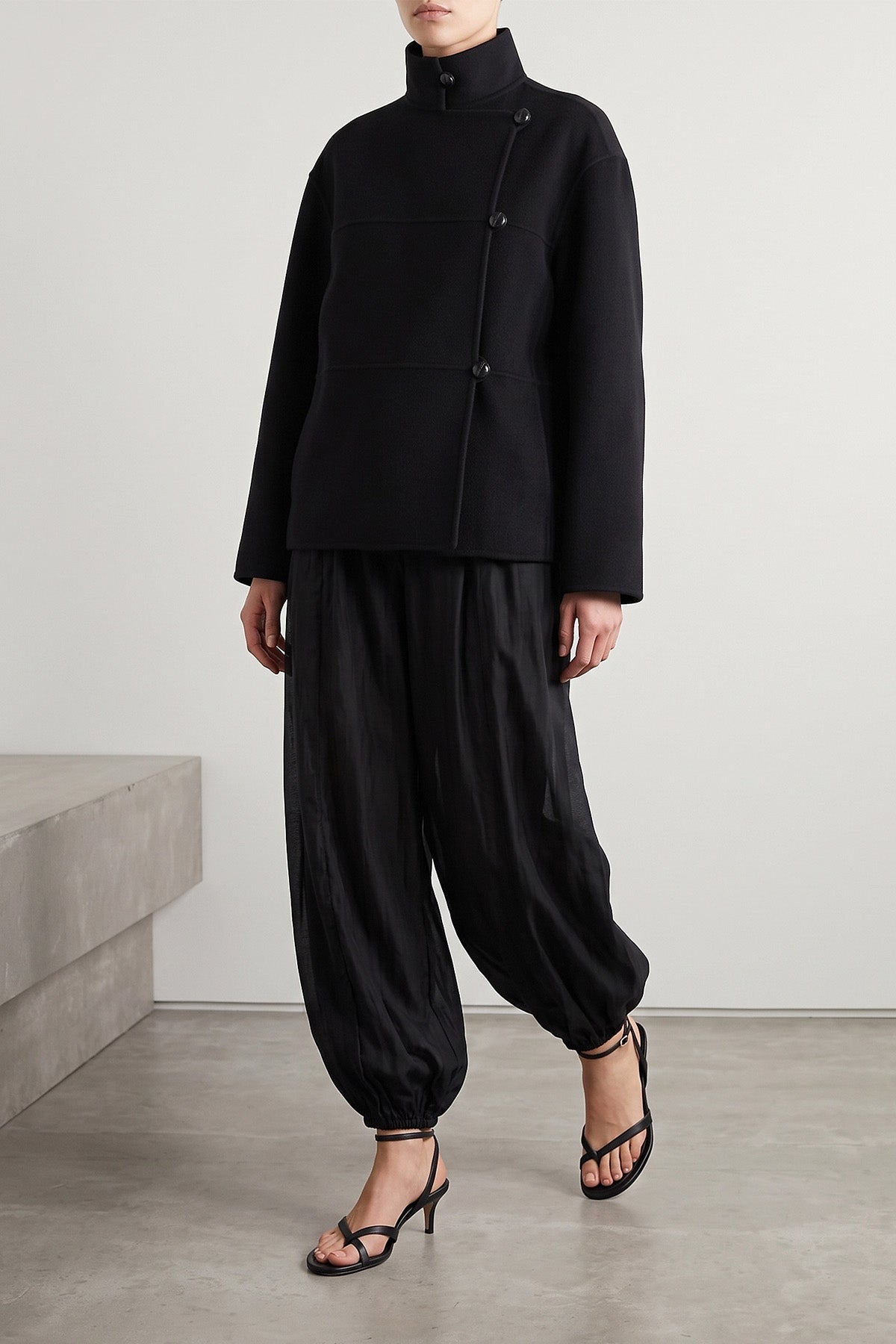 the rohe jacket in doubled wool and cashmere blend sets new standards in contemp