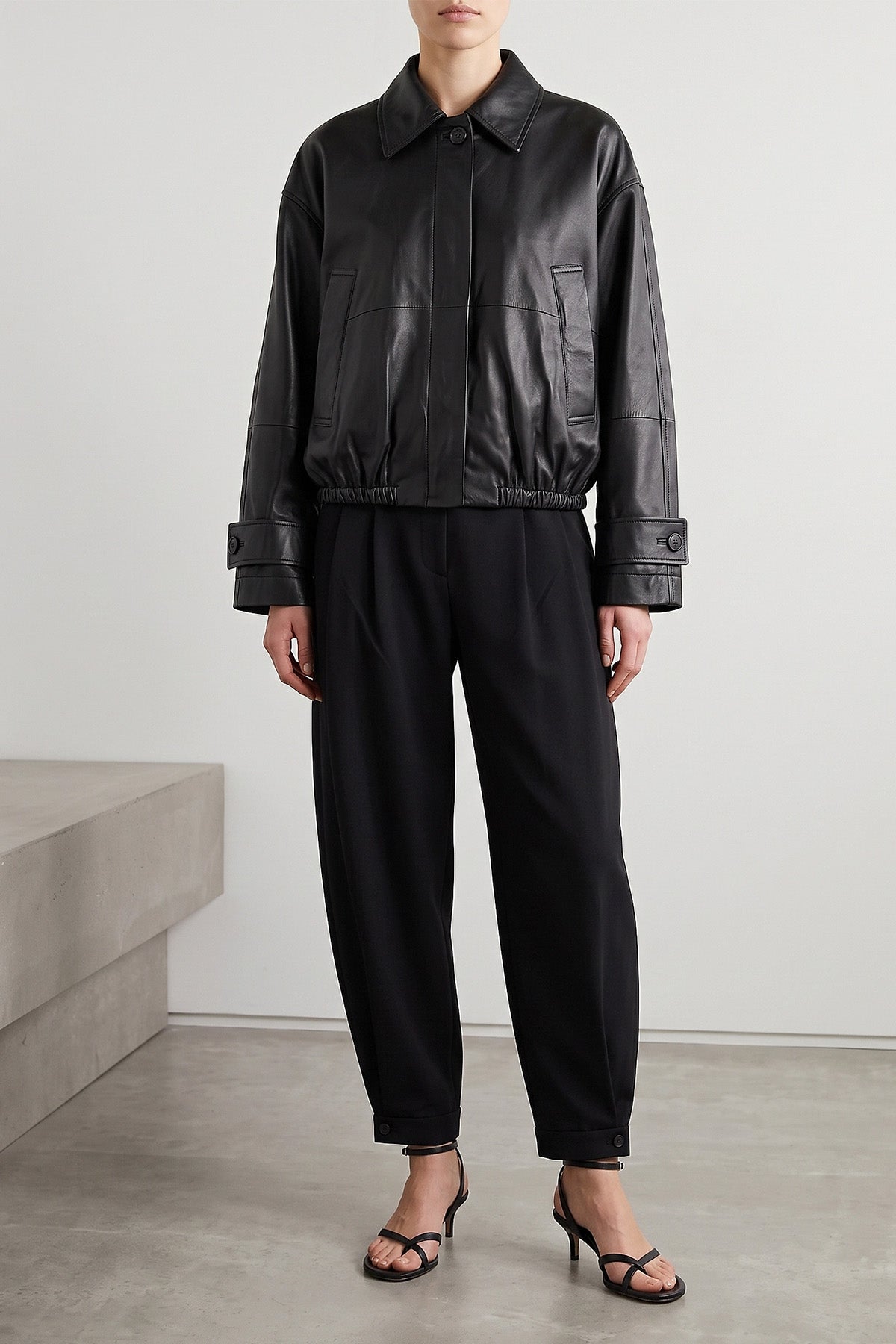 the rohe leather blouson redefines outerwear through a sculptural and voluminous