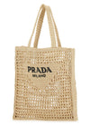 Logo Embroidered Crochet Raffia Tote