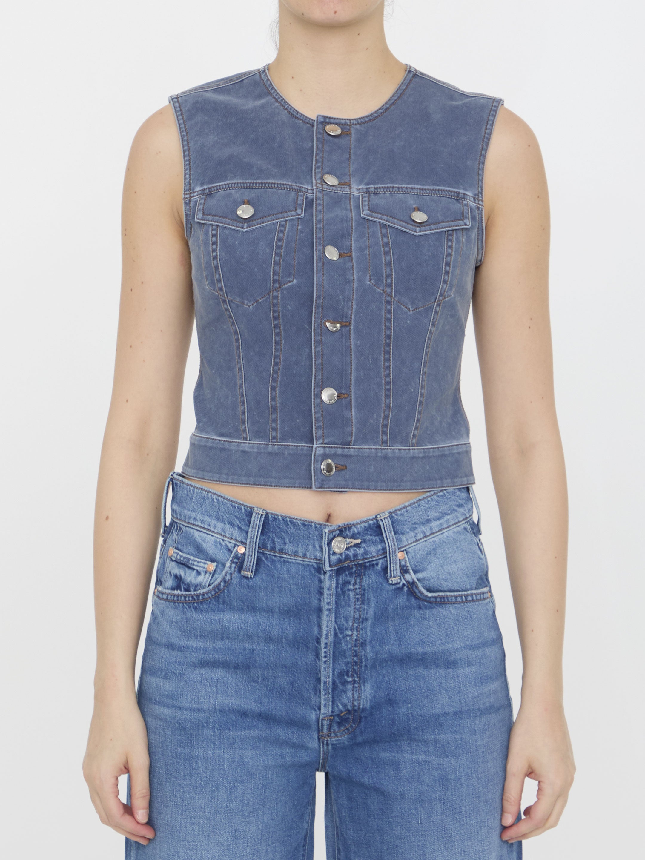 ALEXANDER WANG 8 vest in denim trompe-l&