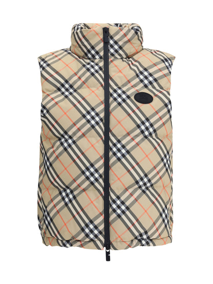 BURBERRY L check vest down jacket