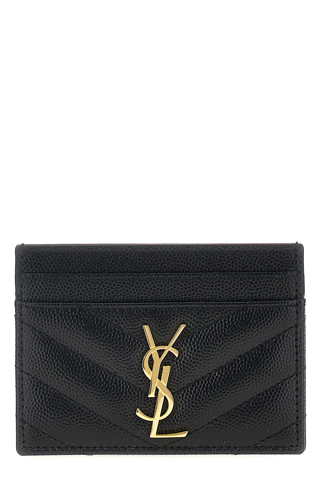 SAINT LAURENT OS saint laurent grainy matelassé leather card holder