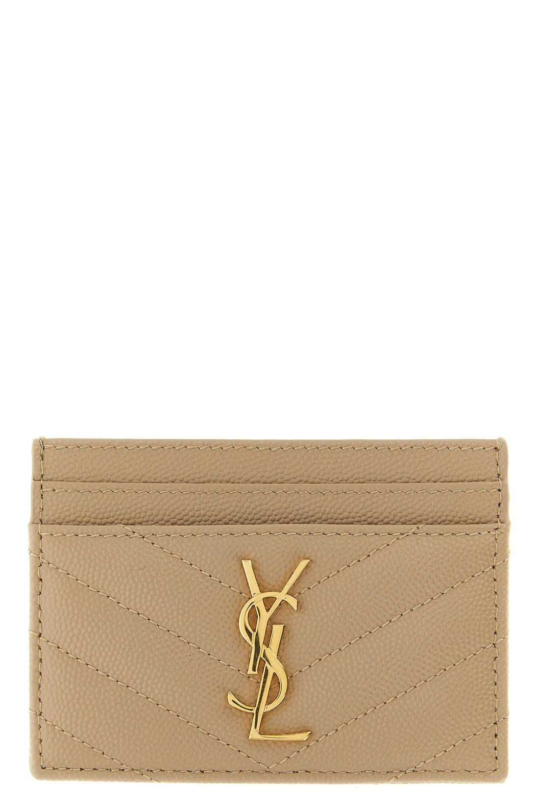 SAINT LAURENT OS quilted metal-free tanned matelassé leather card holder