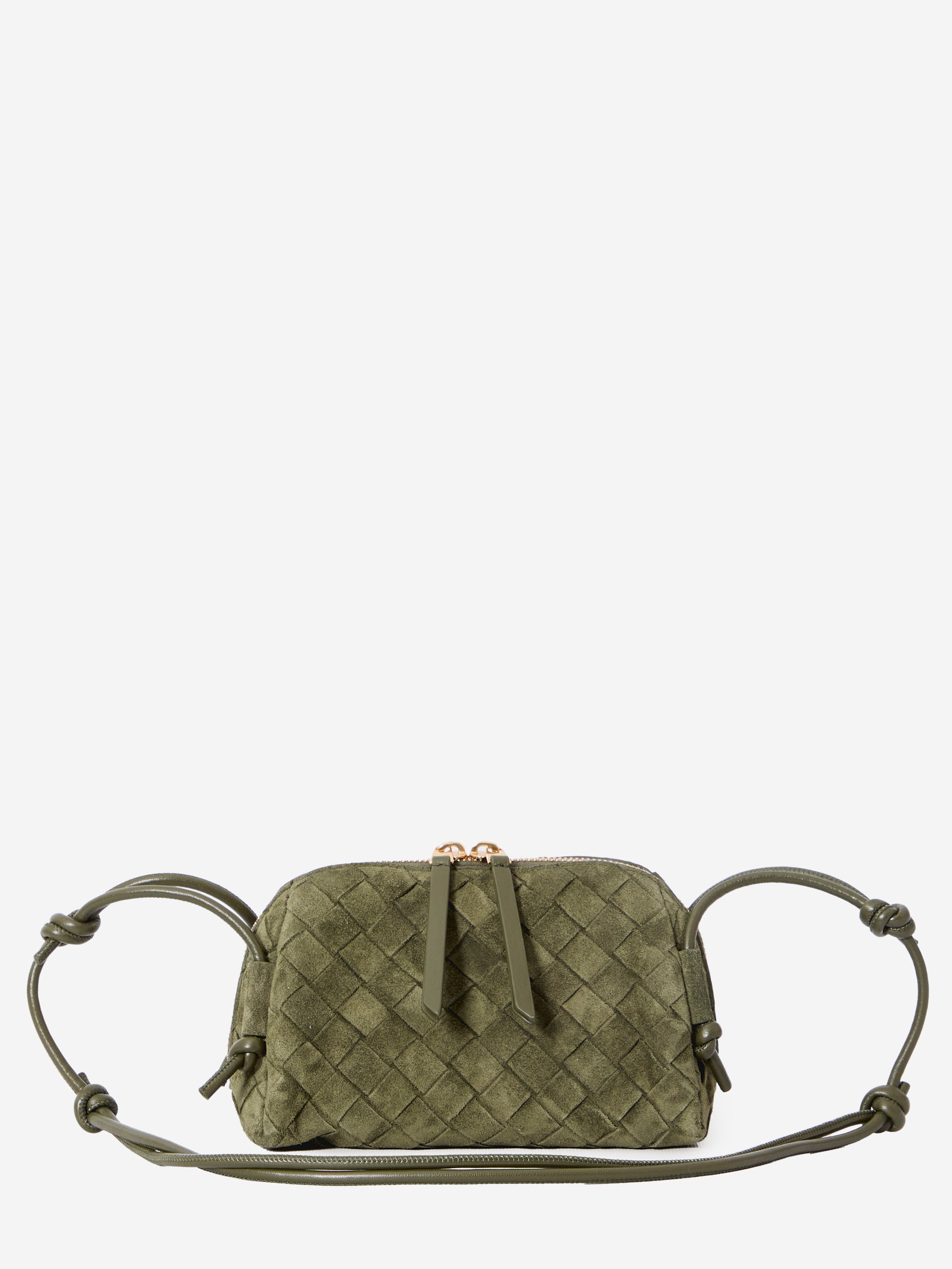 green tweed intrecciato concert suede bag