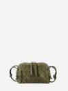 green tweed intrecciato concert suede bag