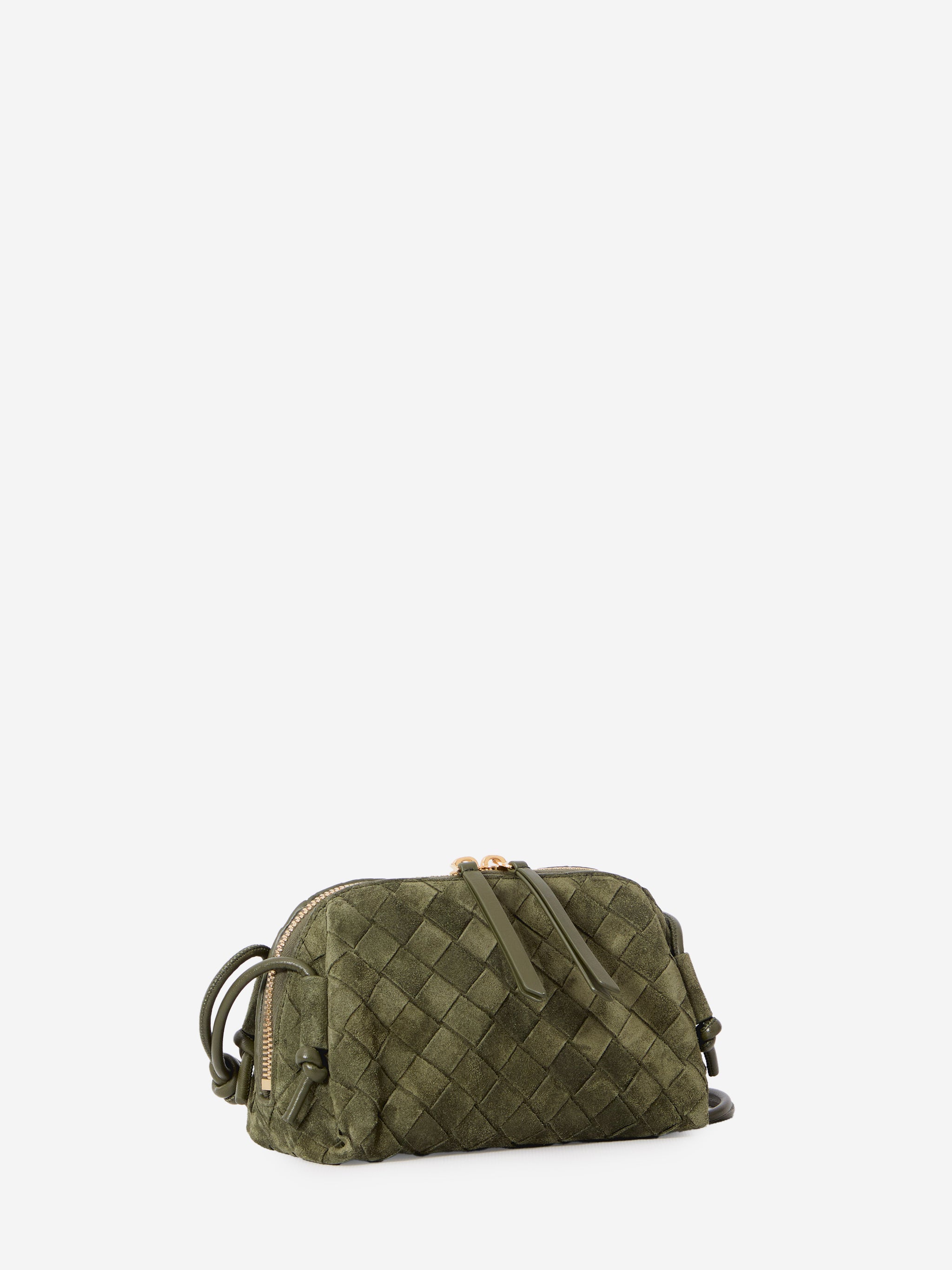green tweed intrecciato concert suede bag
