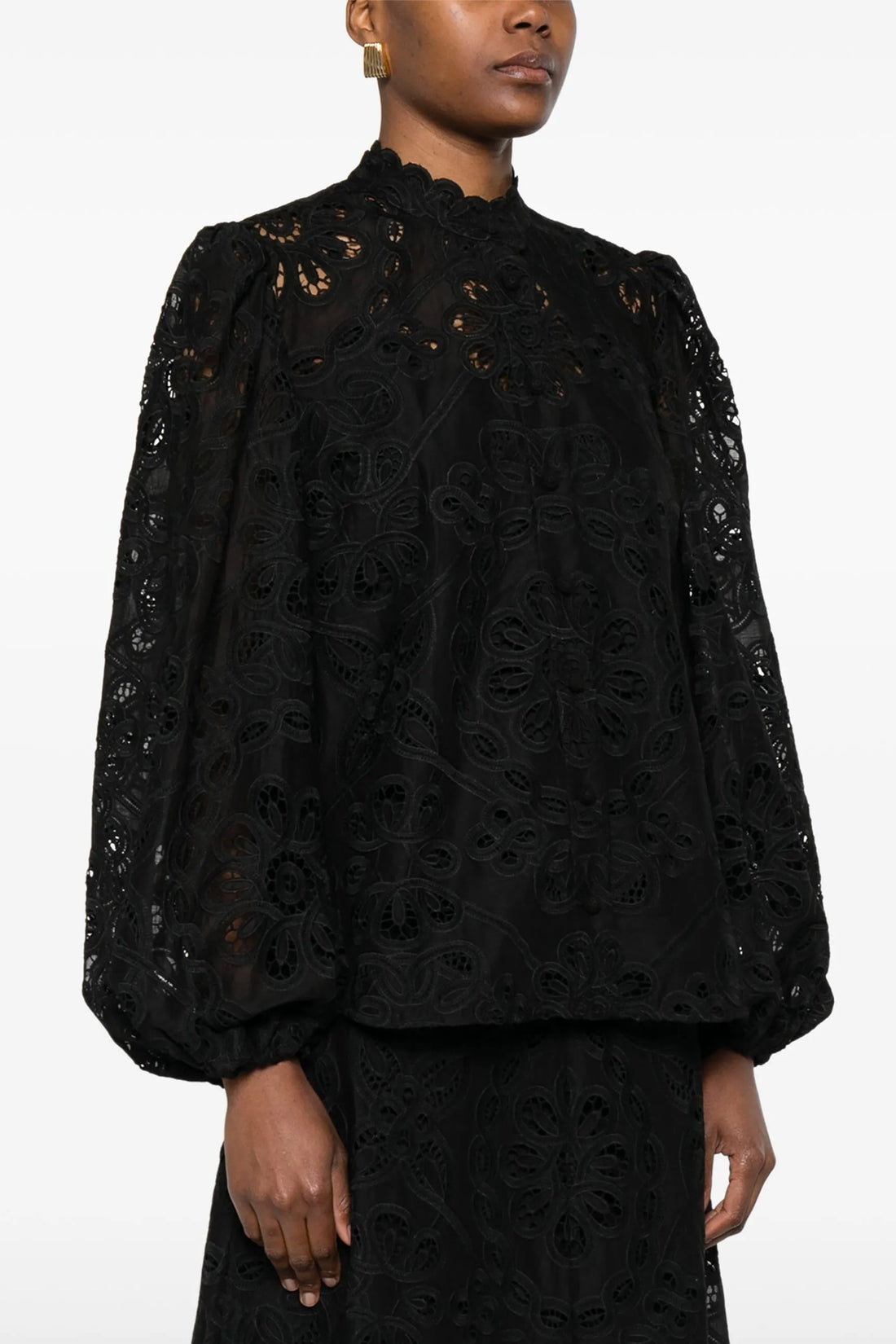 ZIMMERMANN 0 rhiannon embroidered and perforated cotton shirt