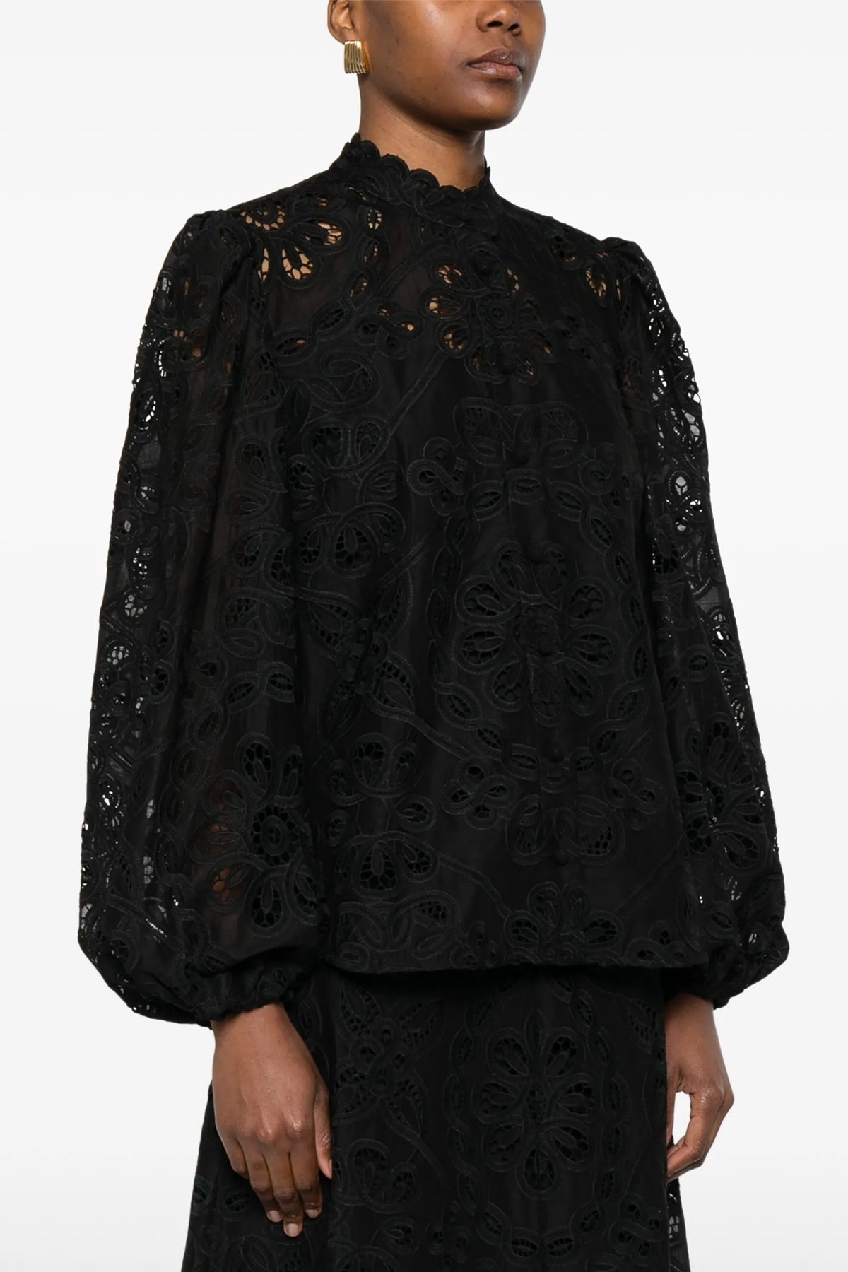 rhiannon embroidered and perforated cotton shirt