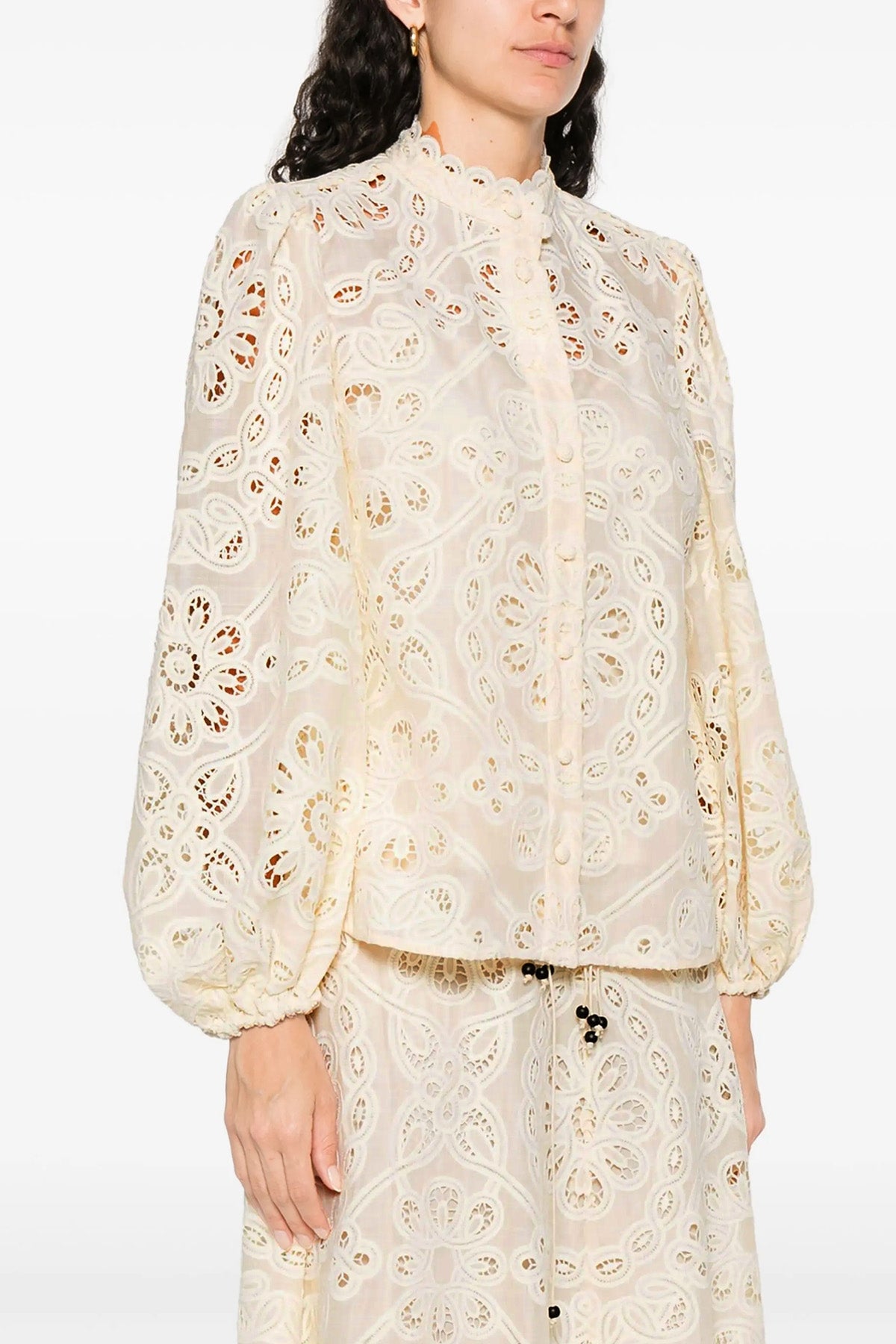 rhiannon blouse in embroidered and perforated cotton