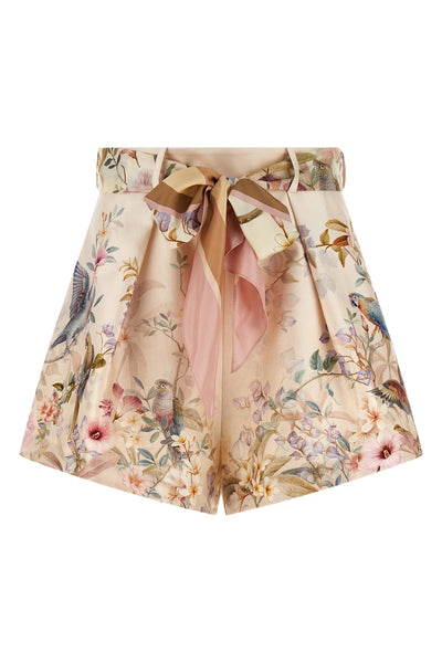 rebellion aviary-print cotton and silk blend shorts