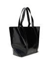 glossy leather tote bag