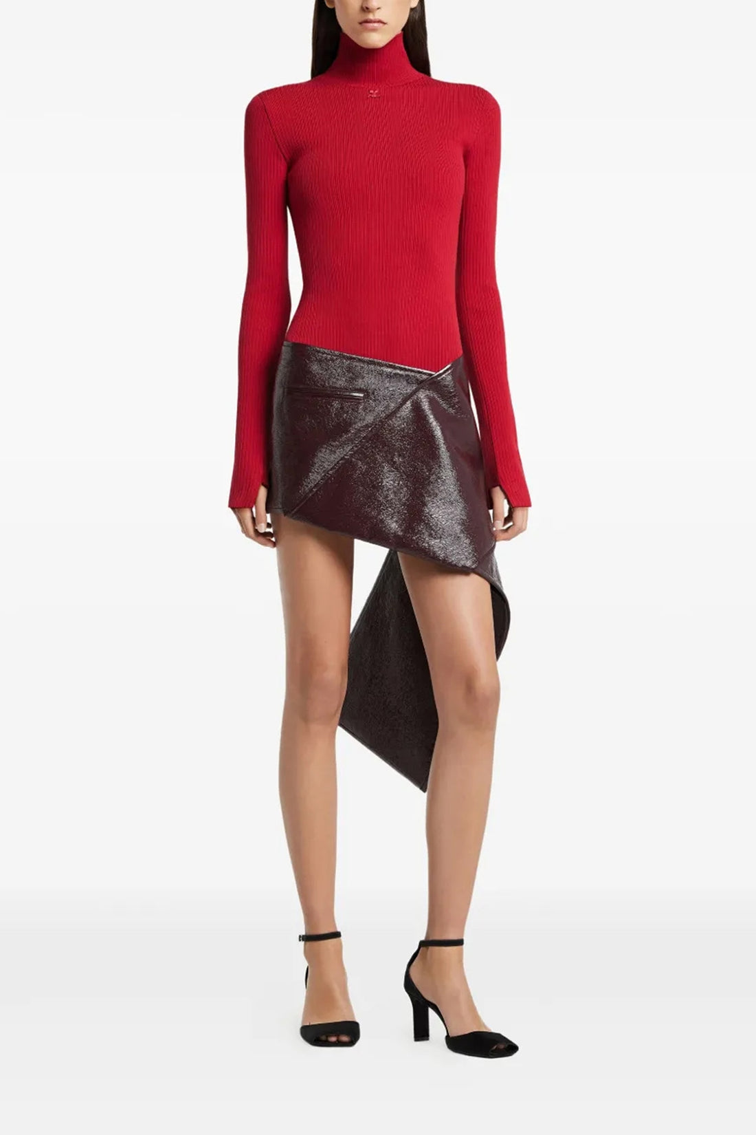 COURRÈGES 36 fold vinyl mini vinyl skirt
