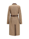 reversible cotton gabardine and cashmere pied-de-poule trench coat
