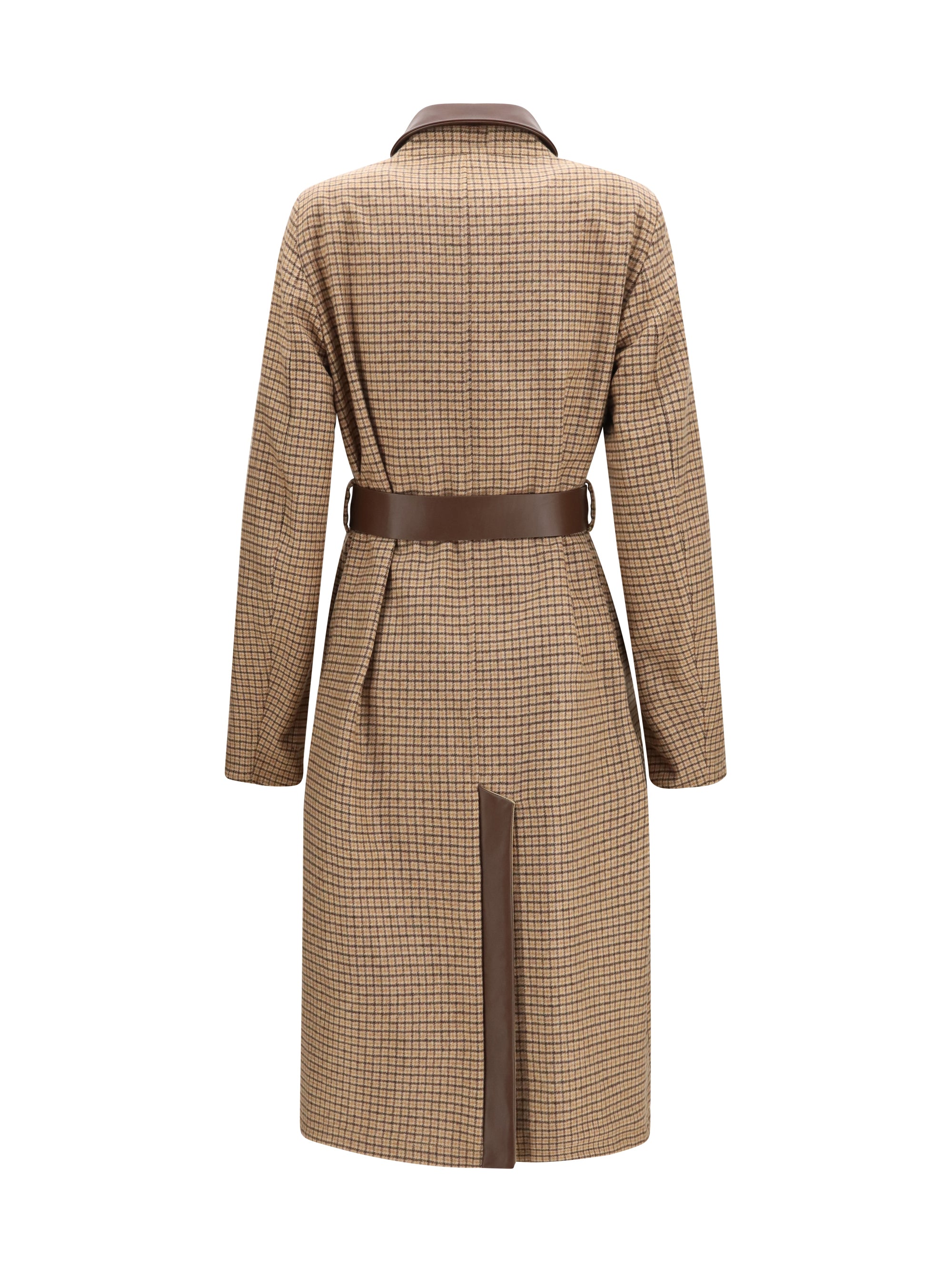 reversible cotton gabardine and cashmere pied-de-poule trench coat