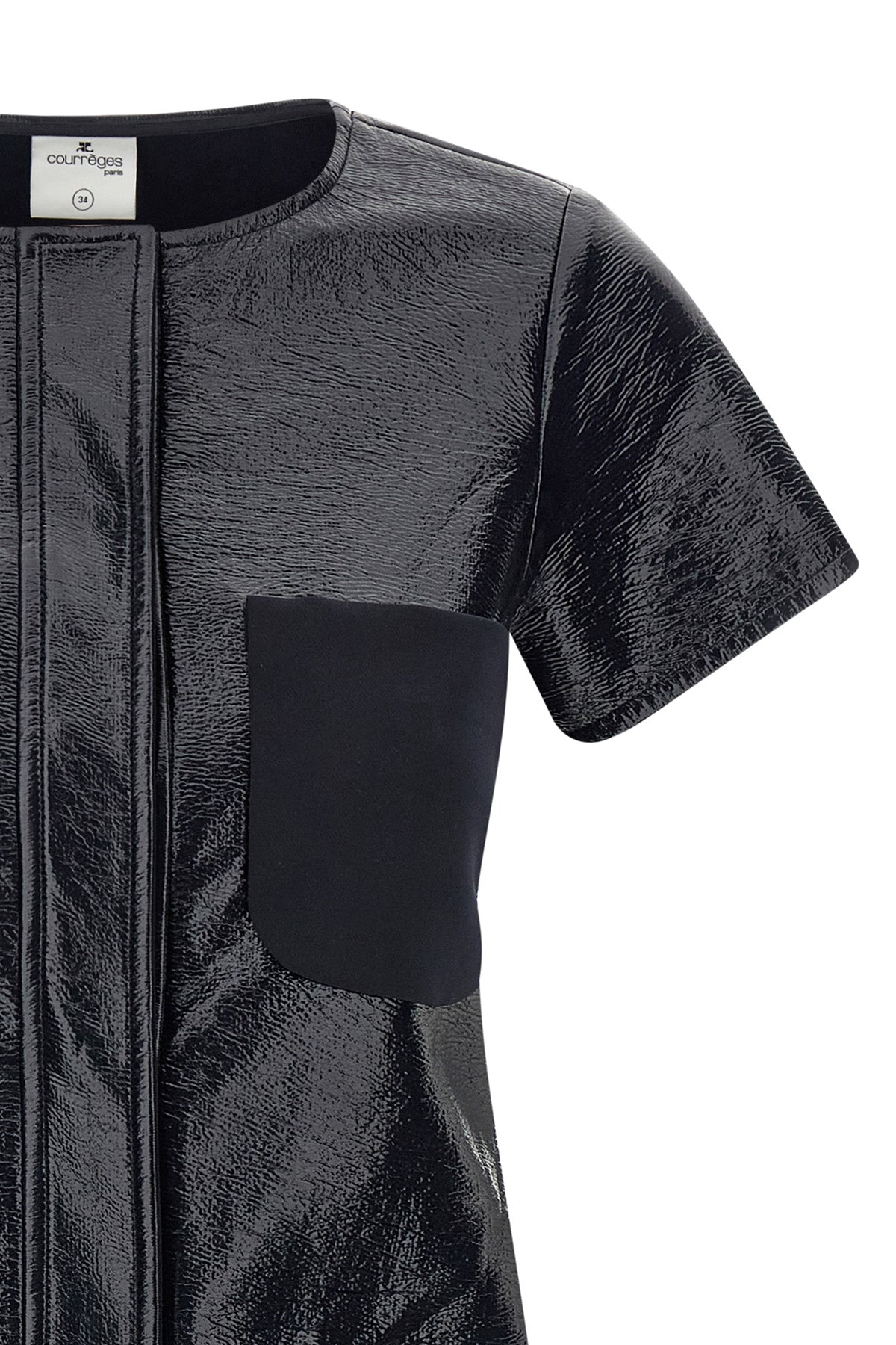 the short dress courrèges 2-pocket vinyl redefines the aesthetic codes of the