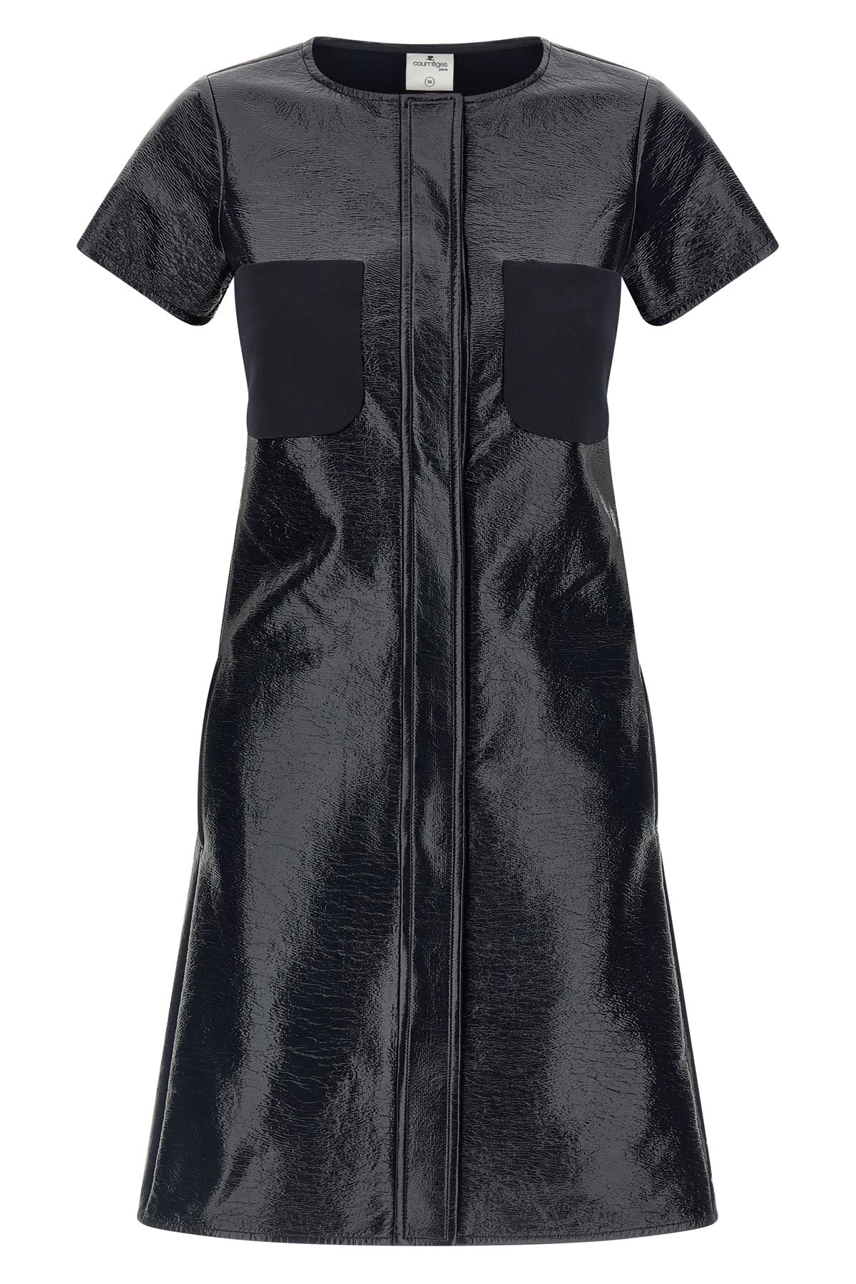 the short dress courrèges 2-pocket vinyl redefines the aesthetic codes of the